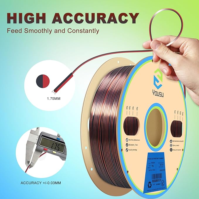 YOUSU Silk Dual Color PLA Filament, Coextrusion Filament, Compatible - Image 3