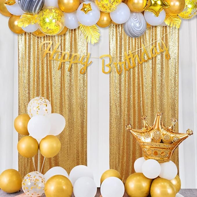 Poise3EHome Gold Sequin Backdrop Curtain, 4 Pieces 3FT x 8FT Sequin Backdrop - Image 6