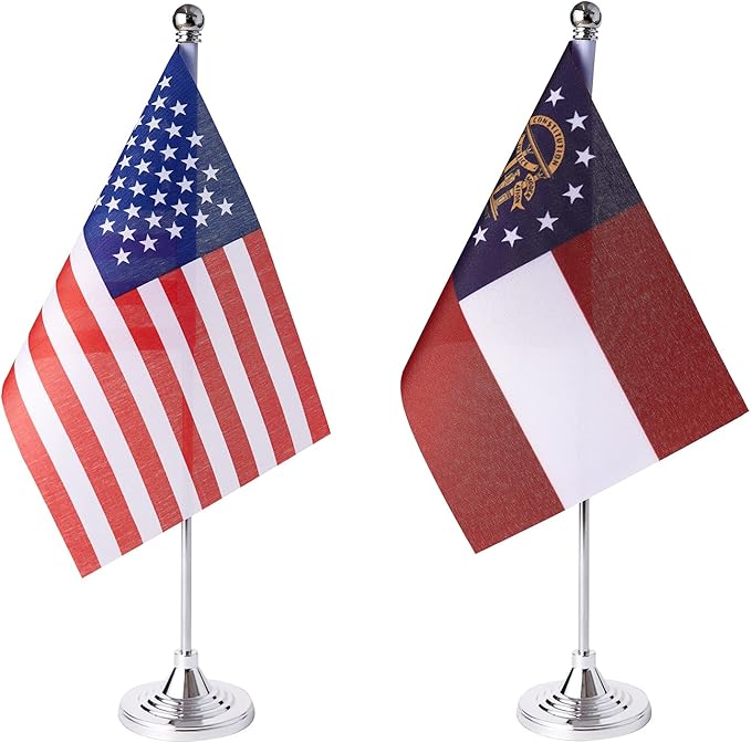 ZXvZYT 2 Pack American US Georgia flag USA Georgia GA State table flag by ZXvZYT
