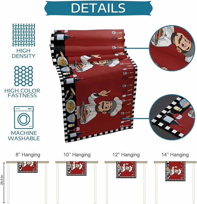 Red Chef Gourmet Cotton Linen Table Runner - Image 7