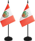 2 Pack Peru Desk Flag Set, Peruvian Desktop Small Miniature Table Office Flag by Unknown