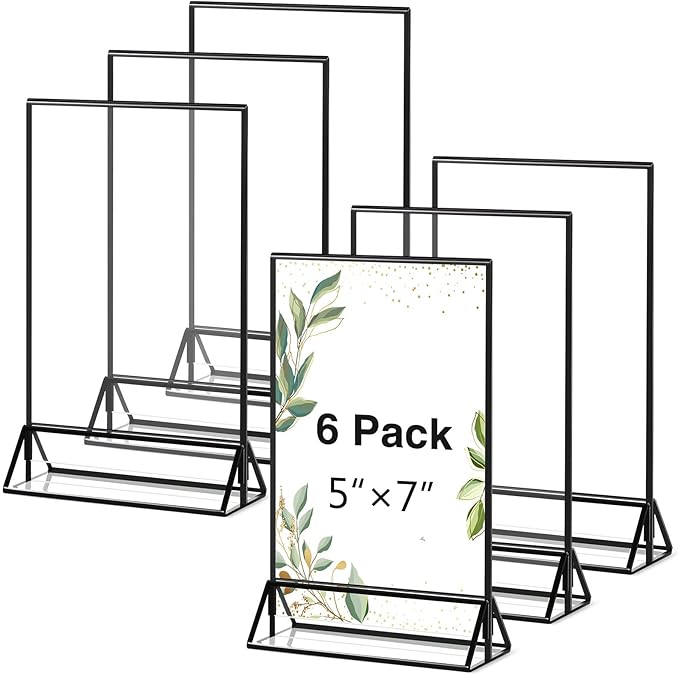 Zonon Acrylic Sign Holder 5x7, 6 Pack Vertical Double Sided Menu Display Stand by Zonon