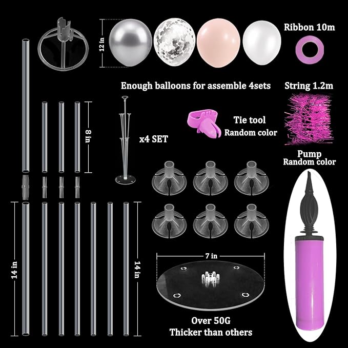 Pink and Silver Balloon Stand Centerpiece Table Decorations - Image 2