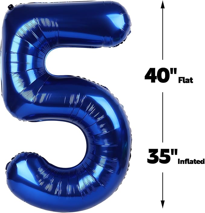 Large Night Blue 40 Inch Birthday Number 5 Balloon, Night Blue Five 5th 15 25 - Image 3