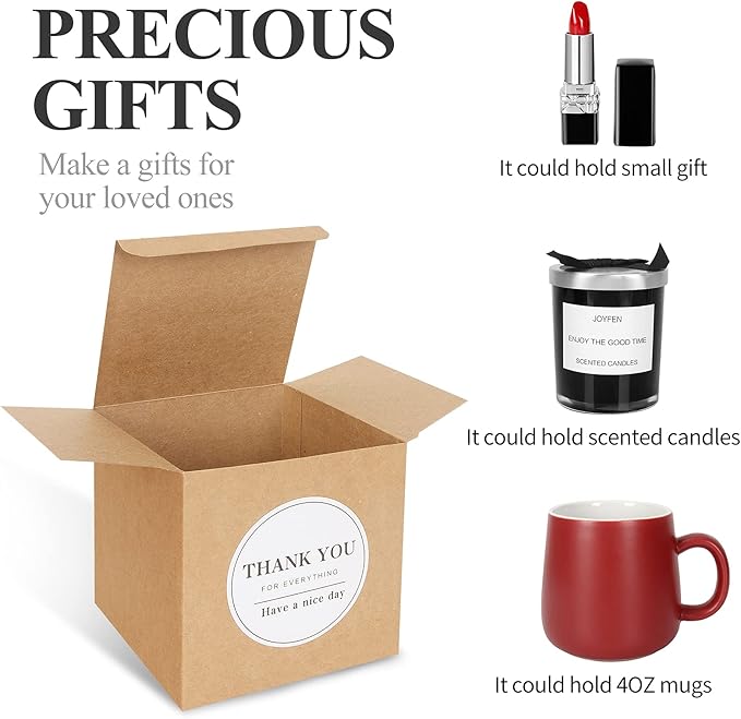 COTOPHER Small Gift Boxes 60 Pack 4x4x4 inches Brown Gift Boxes - Image 2