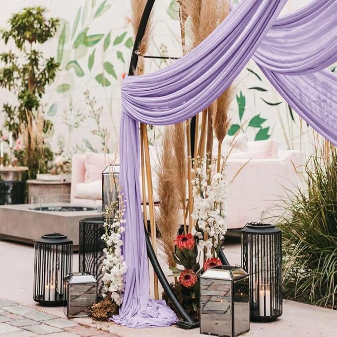 Wedding Arch Draping Fabric 2 Panels 30'' x 18FT Lilac Sheer Chiffon Arch - Image 6