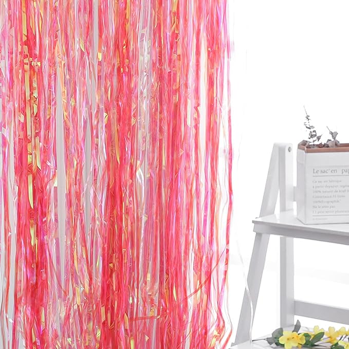 CANREVEL 2 Pack 3.2x6.5 Feet Iridescent Foil Fringe Backdrop Curtains - Image 6