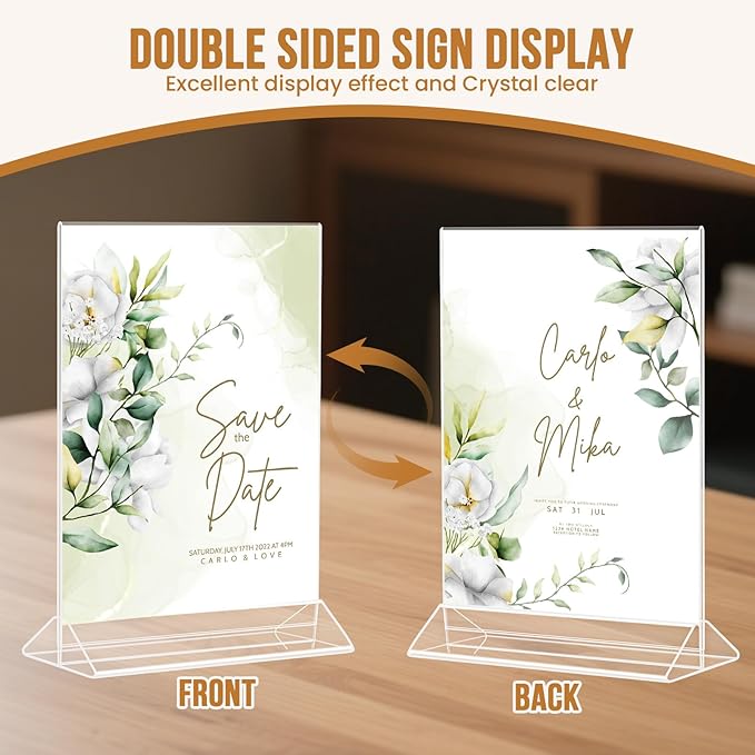 9 Pack Acrylic Sign Holder 8.5x11 Inch, Double Sided Clear Flyer Display Stand - Image 6