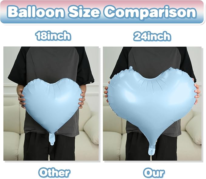 Colorful Heart Balloons, 24Inch Large Rainbow Heart foil Balloon - Image 3