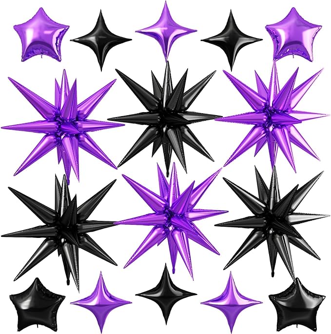 Purple Black Star Balloon by Cledeco