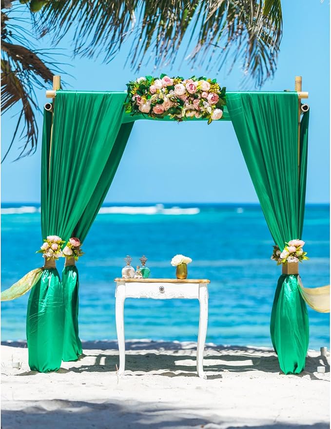 2 Panels Deep Green Backdrop Curtain, 10 x 10 Feet Background Curtains - Image 5