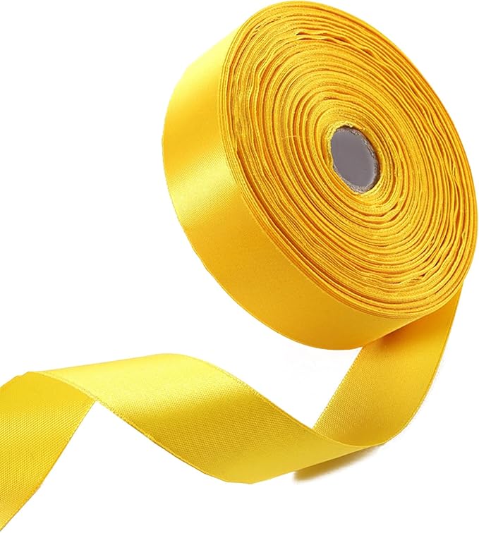 1 Inch Yellow Satin Ribbon 50 Yards Solid Fabric Ribbons by Celadora