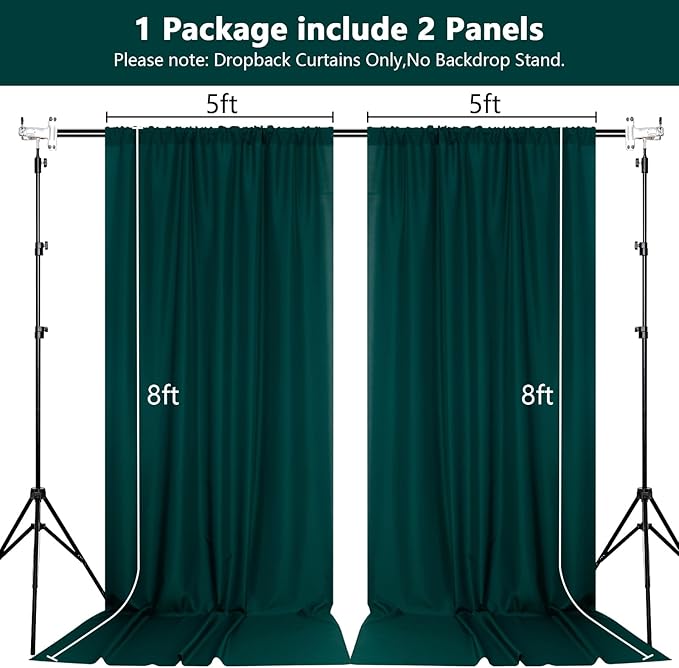 MEETSKY 10ft x 8ft Hunter Green Backdrop Curtains - Image 2