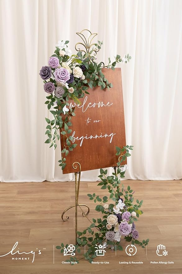 Ling's moment 2pcs Wedding Flowers Garland Artificial Floral Swag Arch - Image 5