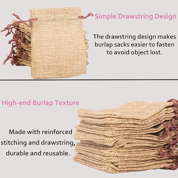 LYSXP 50PCS Burlap Bags with Drawstring，5x7 Inch Drawstring Gift Bag Jewelry - Image 6