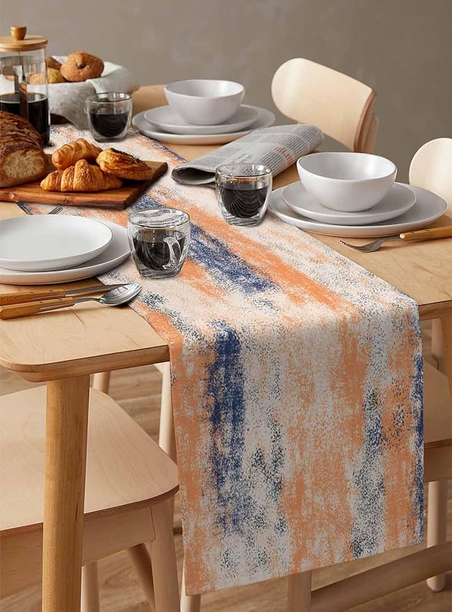 Vintage Oil Painted Cotton Linen Table Runner - Image 3