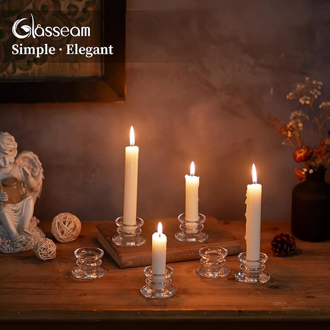 Glasseam Glass Tapered Candlestick Holders: 20Pcs Clear Taper Candle Holders - Image 9
