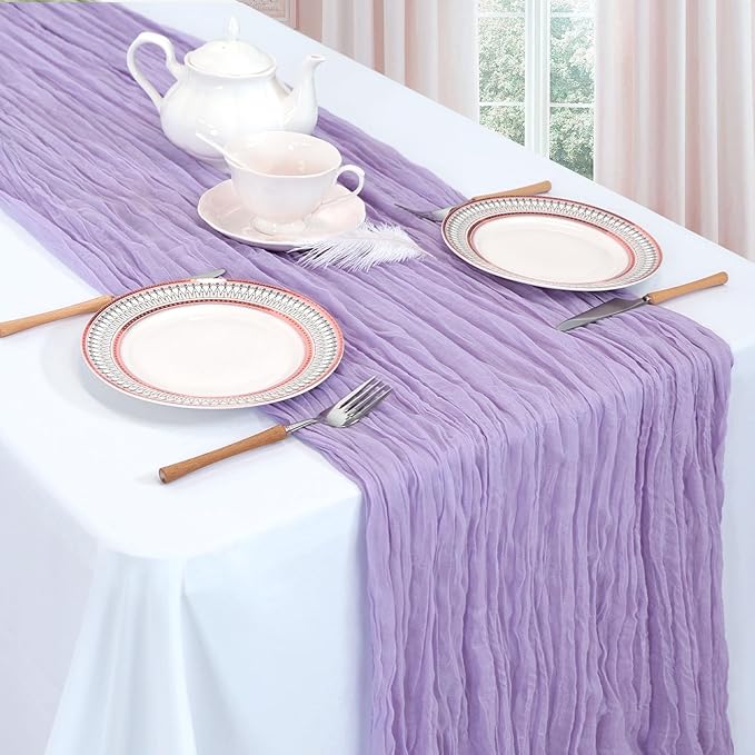 6 Pack Lilac Purple Table Runner 10ft Boho Gauze Fabric Cheesecloth Table - Image 3