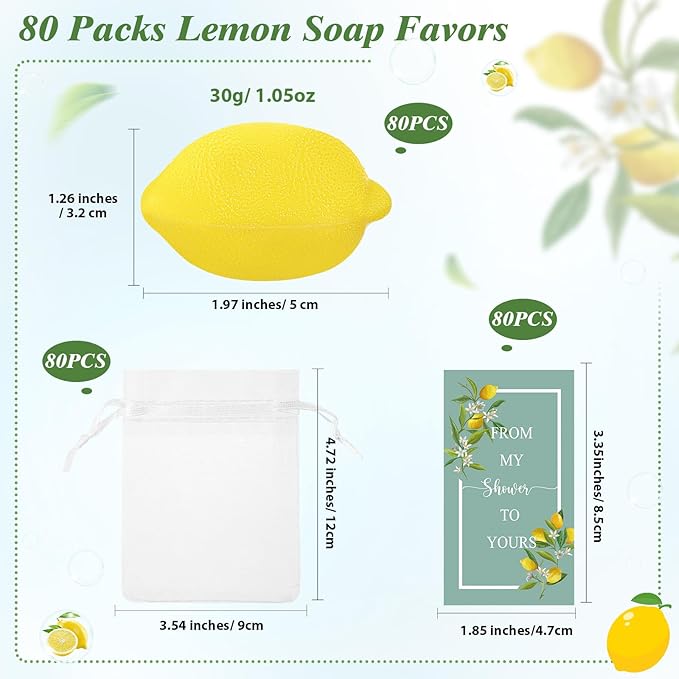 Lounsweer Set of 80 Wedding Lemon Soap Favors Mini Bridal Shower Favors Natural - Image 2