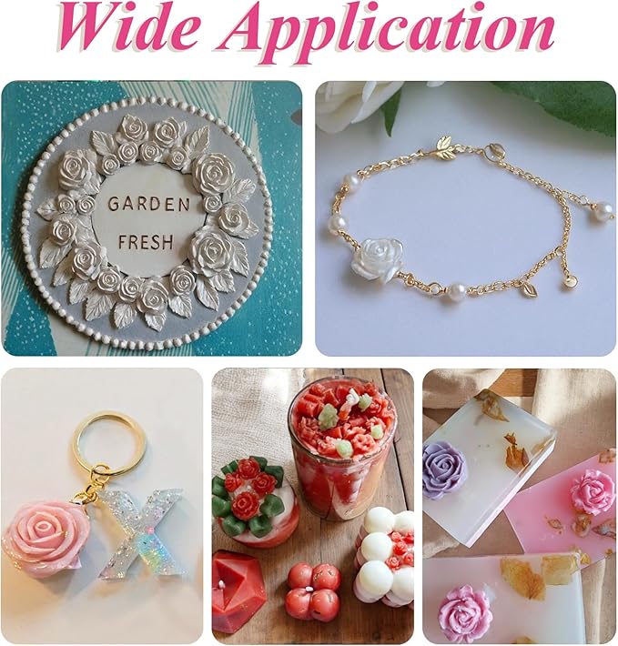 4 Pcs Rose Flower Silicone Molds, Fondant Cake Flower Mold Silicone Polymer - Image 8
