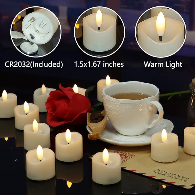 12 Pack Battery Operated Votive Candles 1.5 x 1.67 inches Flameless Votive - Image 2