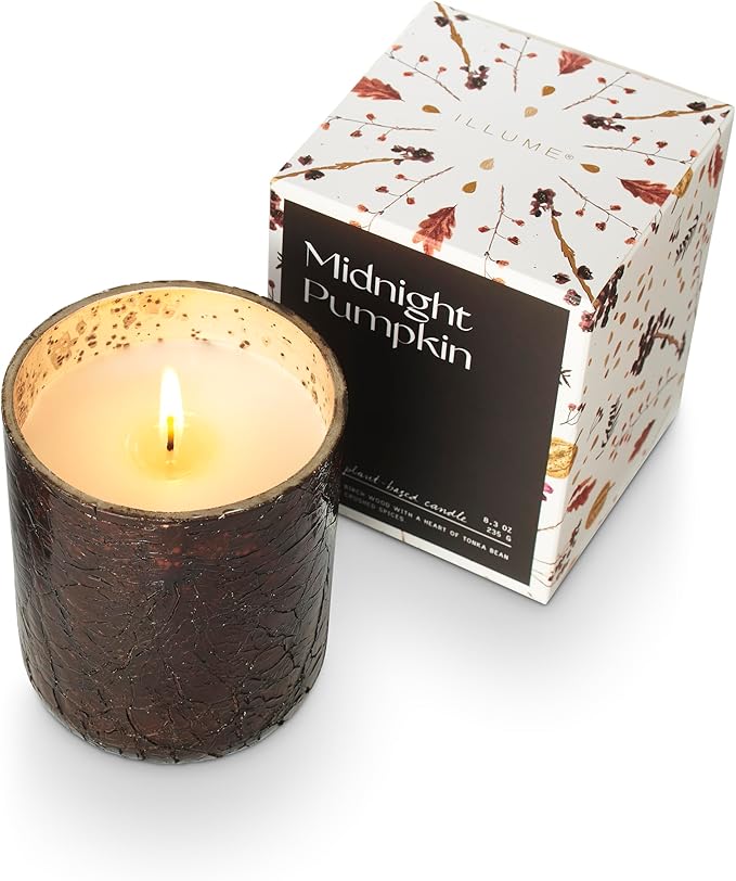 ILLUME Noble Holiday Midnight Pumpkin Small Crackle Glass Candle - Image 4