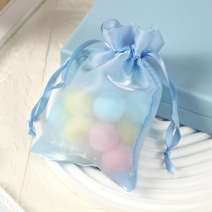 20 Pcs Blue Small Organza Bags 4X6 inch - Image 7