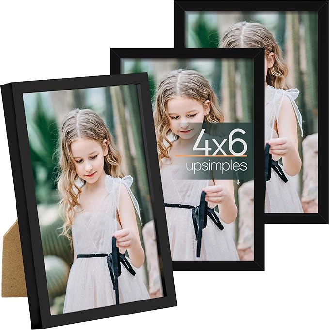 upsimples 4x6 Picture Frame Set of 3, Made of High Definition Glass by upsimples