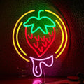 Strawberry Neon Sign USB Powered Sweet Fruit Led Light Up Sign Dimmable Funny by JLEWUINH
