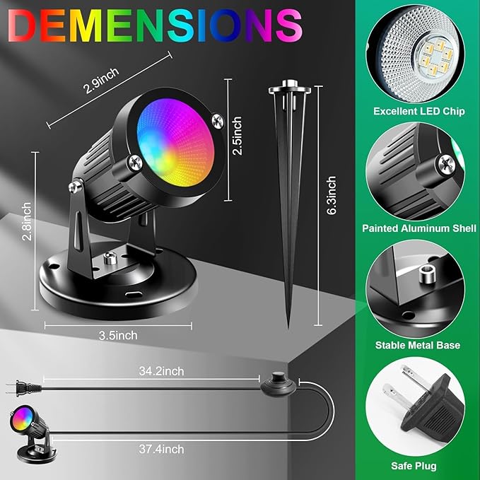 Spot Lights Indoor, 5W RGBW Uplighting 16 Color Changing Up Lights Indoor - Image 4