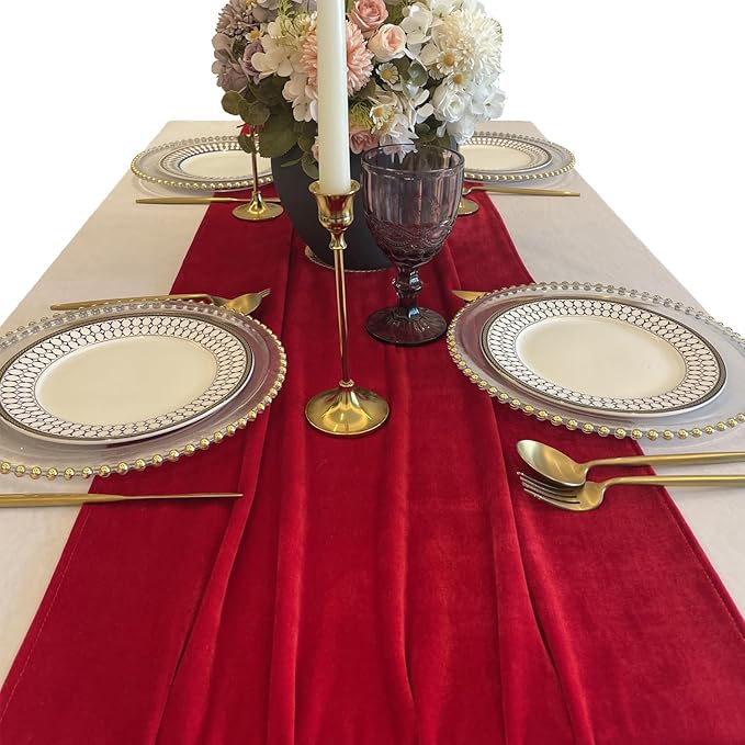 Velvet Table Runner, 10ft Luxurious Wedding Reception Decorations Soft Velvet - Image 3