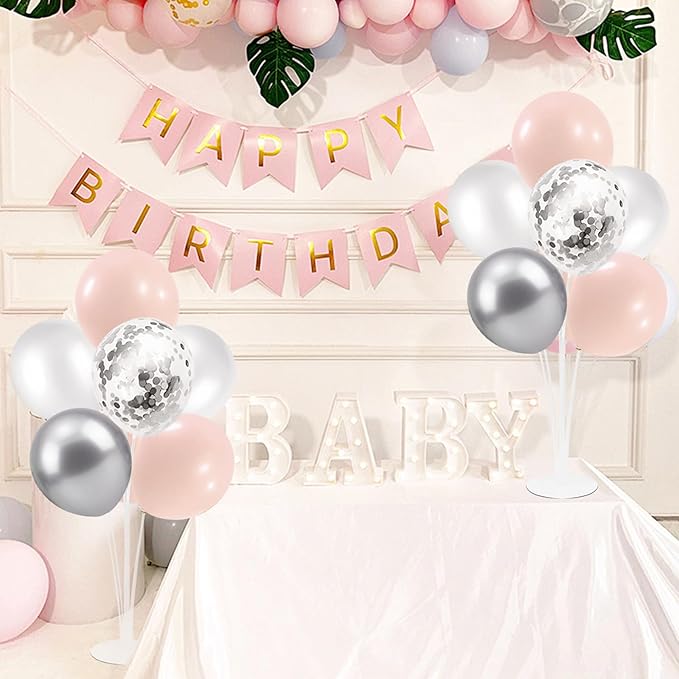 Pink and Silver Balloon Stand Centerpiece Table Decorations - Image 6