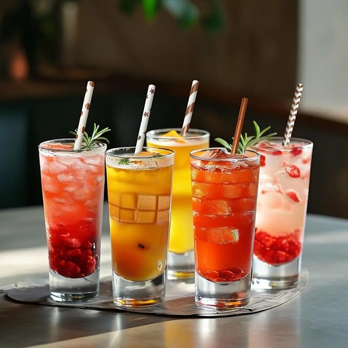 YAOSHENG Pink & Gold Paper Straws Disposable, 100% Biodegradable Multi-Pattern - Image 4