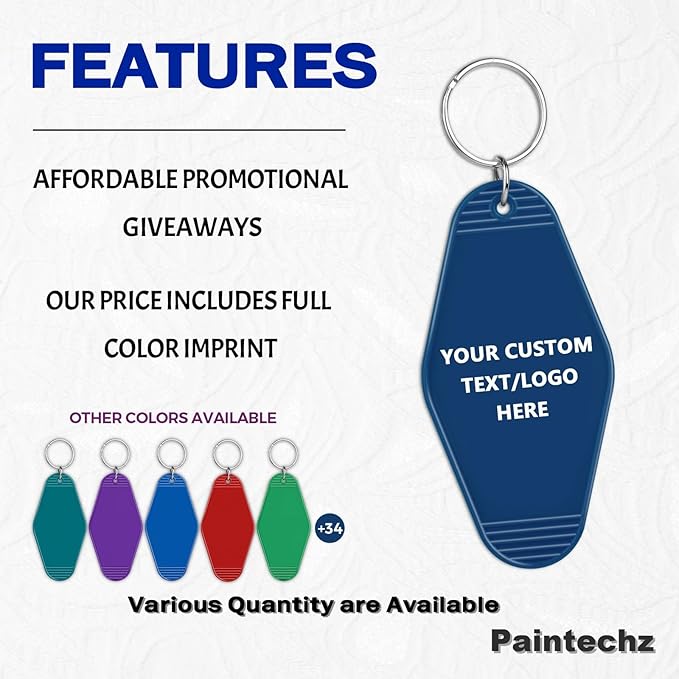 Custom Vintage Hotel Motel Keychains 700 Pack, Personalized Logo, Text Bulk - Image 2
