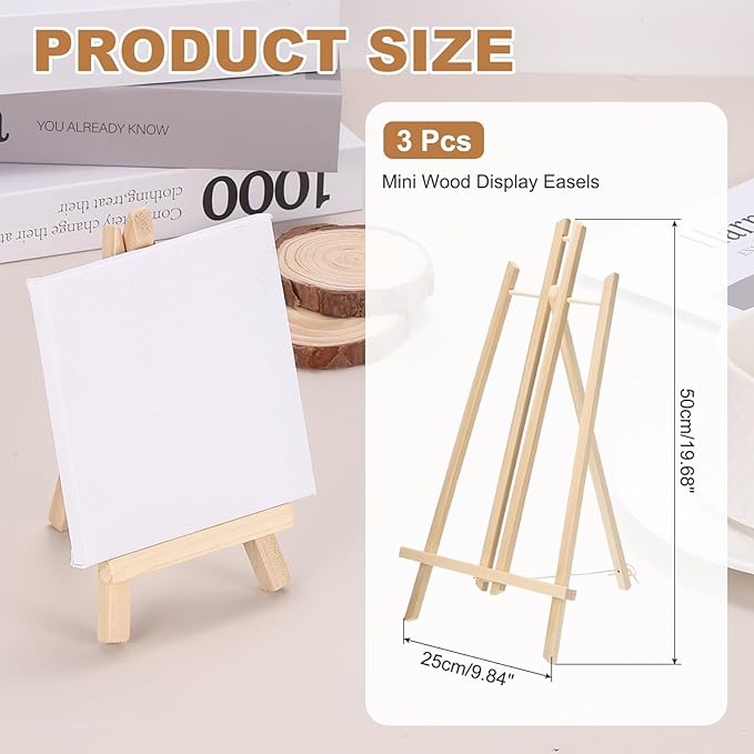 MECCANIXITY Mini Wood Display Easels, 19.3"x10.6"A-Frame Painting Tabletop - Image 2