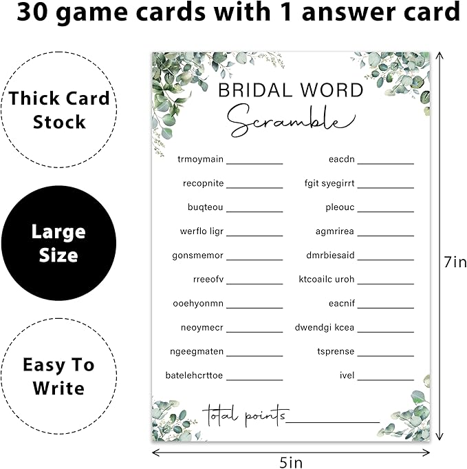 Eucalyptus Bridal Shower Game Cards - Image 2