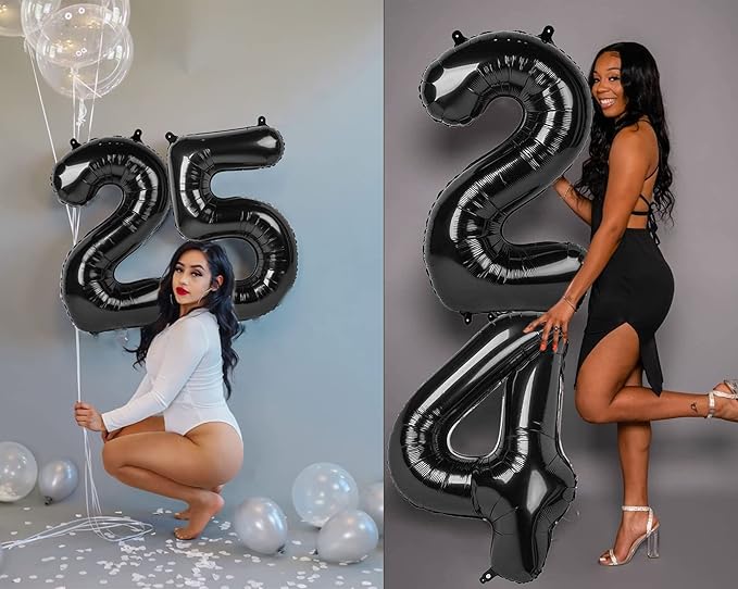 40 Inch Black Number Balloon 0-9, Big Size Happy Birthday Balloon, Foil Helium - Image 4