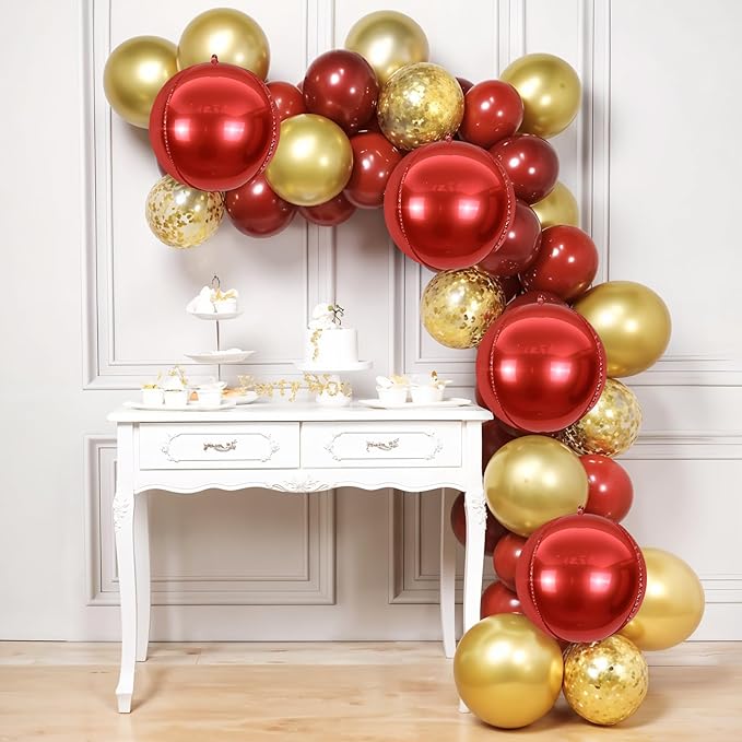 6Pcs Red Round Foil Balloons, Giant 4D Round Ball Balloons, 22 Inch Metallic - Image 4