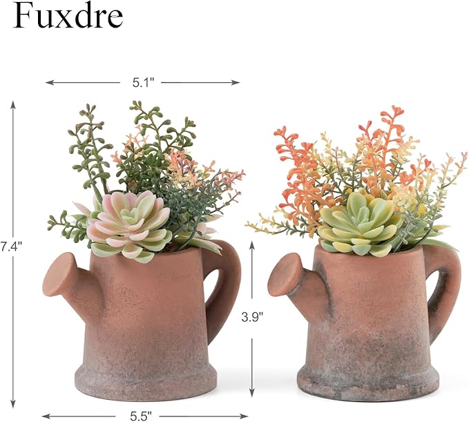 2-Pack Artificial Succulent Plants in Vintage Pots - Image 2