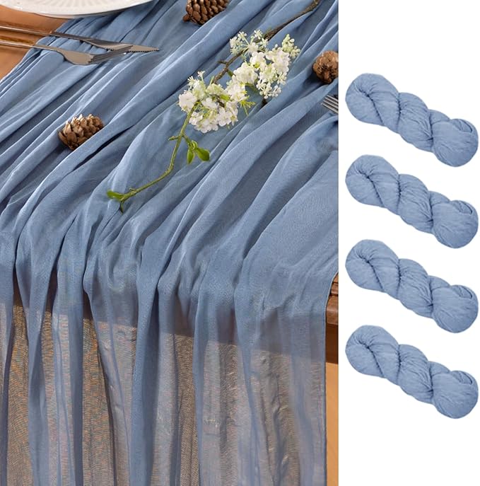 Dusty Blue Table Runner Cheesecloth Table Runner 4 Pack 14FT Farmhouse Table by LINXTAR