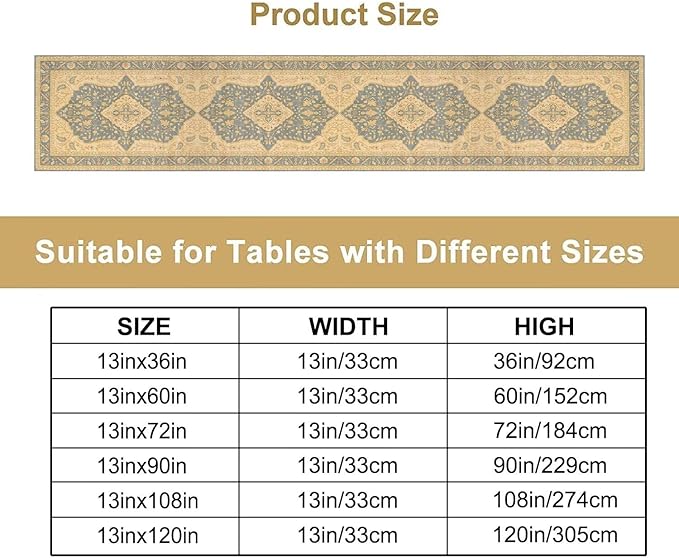 Boho Table Runner, Vintage Geometric Traditional Textured Rustic Farmhouse - Image 4