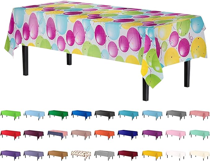 Party Solids 12 Pack Premium Quality Balloon Design Plastic Tablecloth by Exquisite