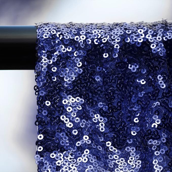 Navy Blue Sequin Backdrop Curtains 4 Panels 2FTx8FT Glitter Navy Blue Photo - Image 5