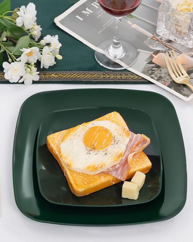PULOTE 100PCS Green Plastic Plates - Image 5