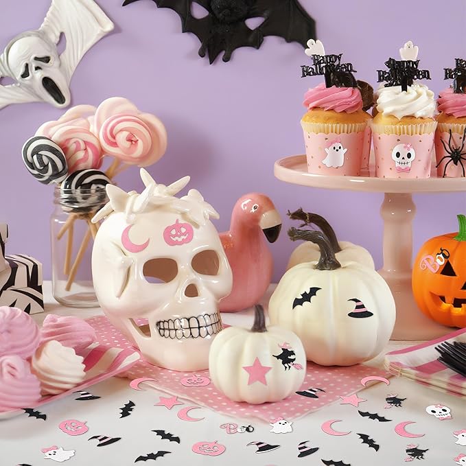 MARFOREVER Pink Halloween Confetti Glitter, Halloween BOO Witch Bat Pumpkin - Image 4