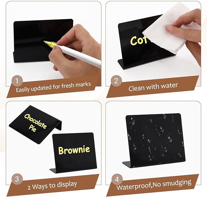 50Pcs Food Labels for Party Buffet PVC Erasable Writing Pad Mini Chalkboard - Image 3
