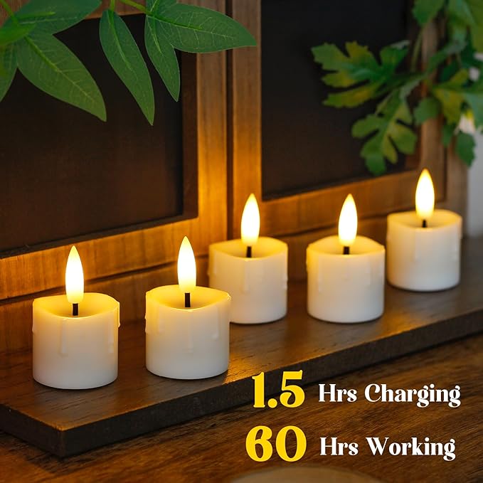 Rechargeable Flameless 1.6" x2.5" Tea Light Candles - Image 2
