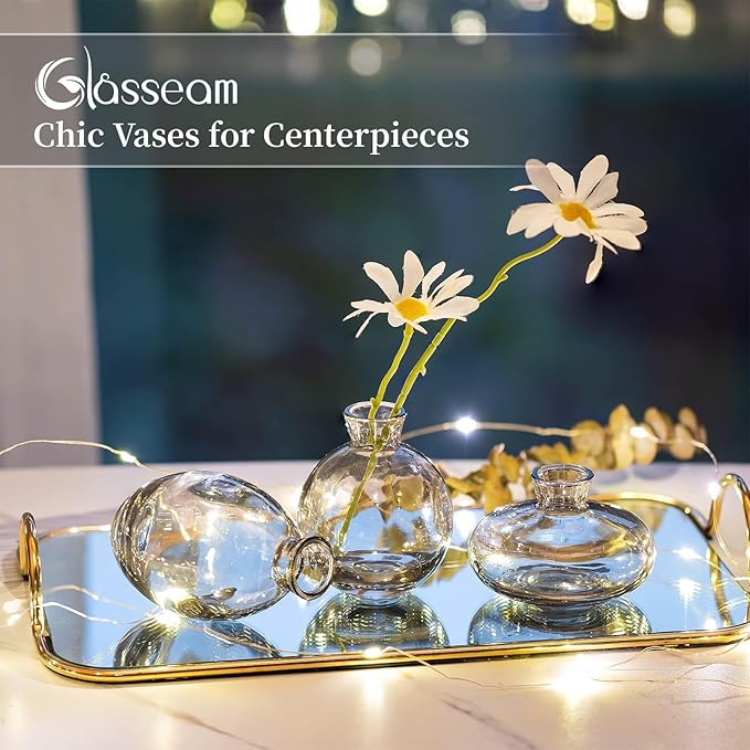 Bud Vases 3Pcs/Set Small Vases Handmade Cute Gray Small Vases - Image 5