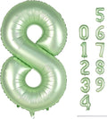 Sage Green Balloon Number 8, 40 Inch Large Self Inflating Foil Number Balloons by Lingqiang