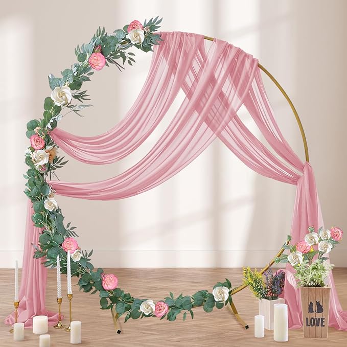Dusty Rose Wedding Arch Draping Fabric 29" x 20 FT Wedding Drapes - Image 3